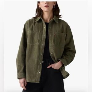 Olive Green Women's Velvet Jacket Loss Fit Solid Pockets Open Front Collared XL